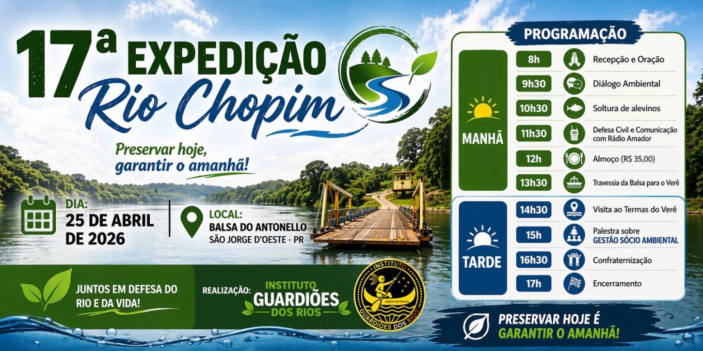 17ª Expedição Rio Chopim acontece neste sábado e reforça a importância da preservação ambiental